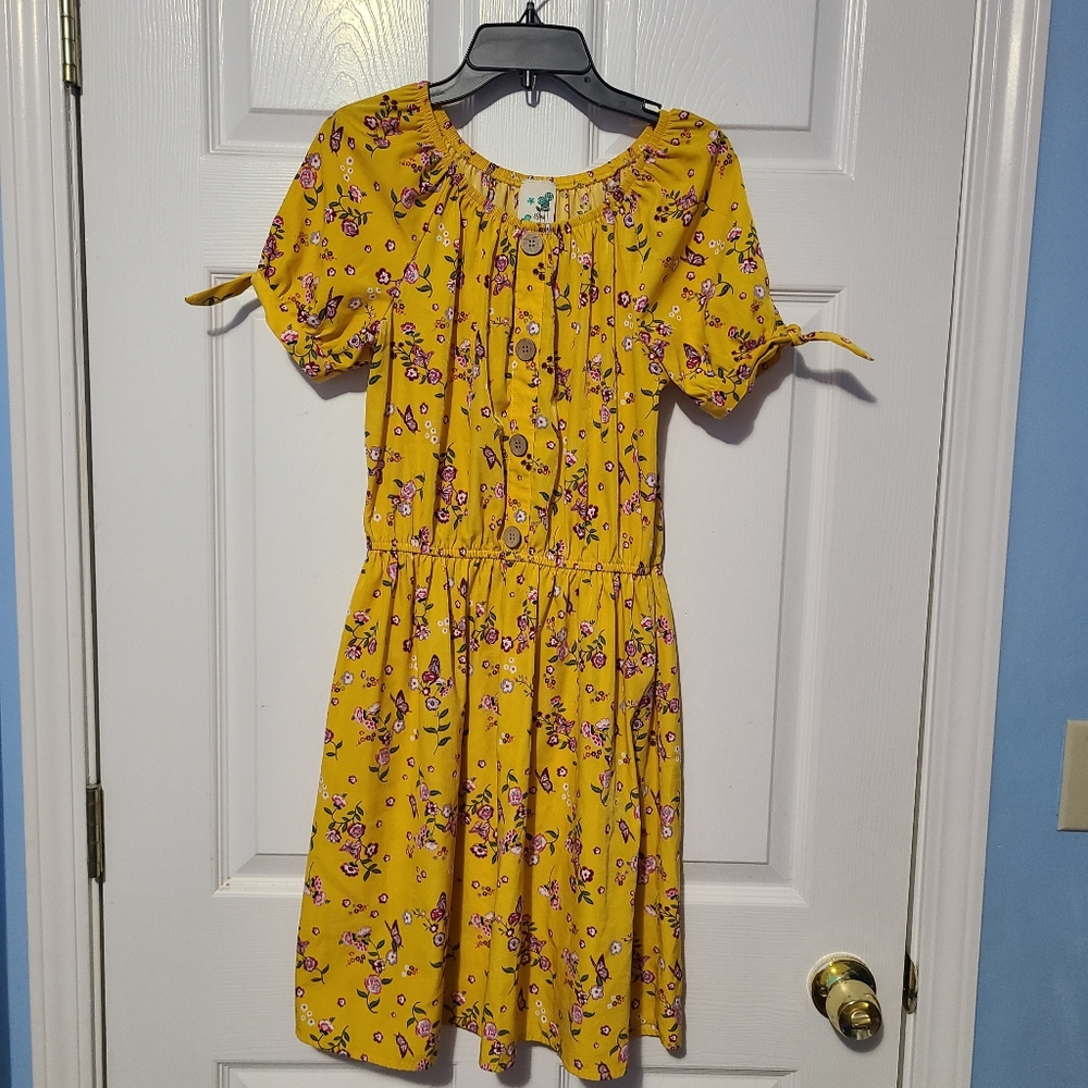 Girl's Lily Bleu Yellow Floral Dress Size 16